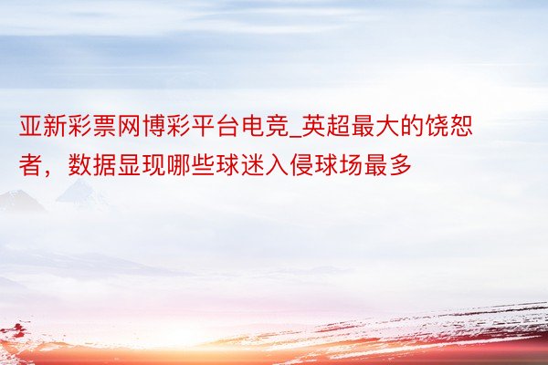 亚新彩票网博彩平台电竞_英超最大的饶恕者，数据显现哪些球迷入侵球场最多
