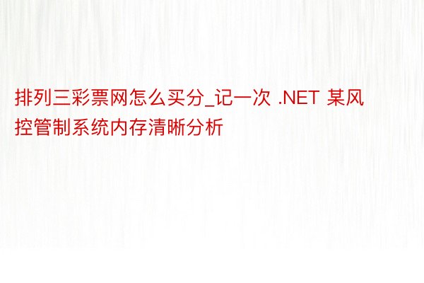 排列三彩票网怎么买分_记一次 .NET 某风控管制系统内存清晰分析