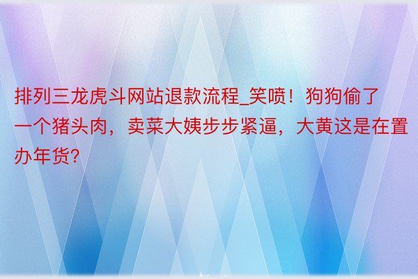 排列三龙虎斗网站退款流程_笑喷！狗狗偷了一个猪头肉，卖菜大姨步步紧逼，大黄这是在置办年货？